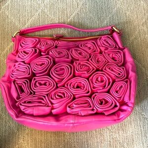 Fun Pink leather rose purse